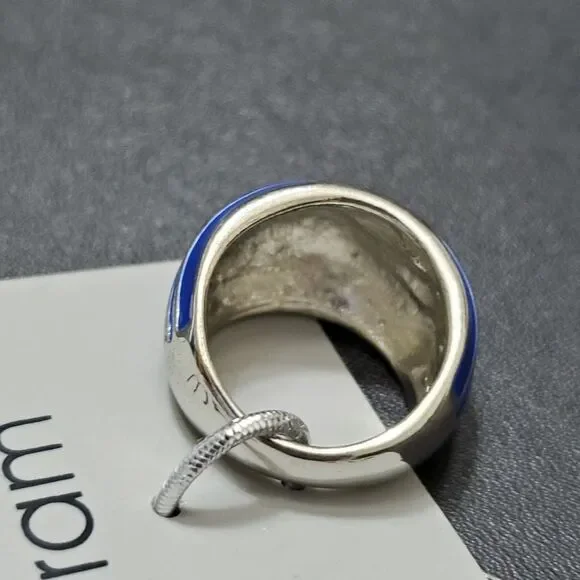 **Last Chance!! Final Sale** Silver tone blue enamel ring Size 8 - Picture 4 of 6
